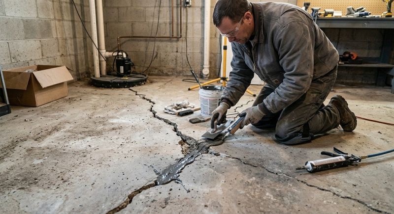 Cracked Basement Floor Repair in Bethesda, MD