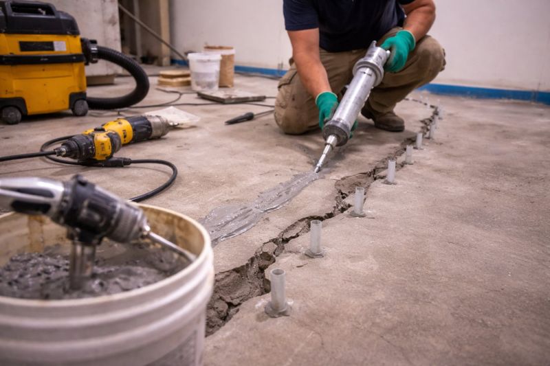 Cracked Basement Floor Repair in Bethesda, MD